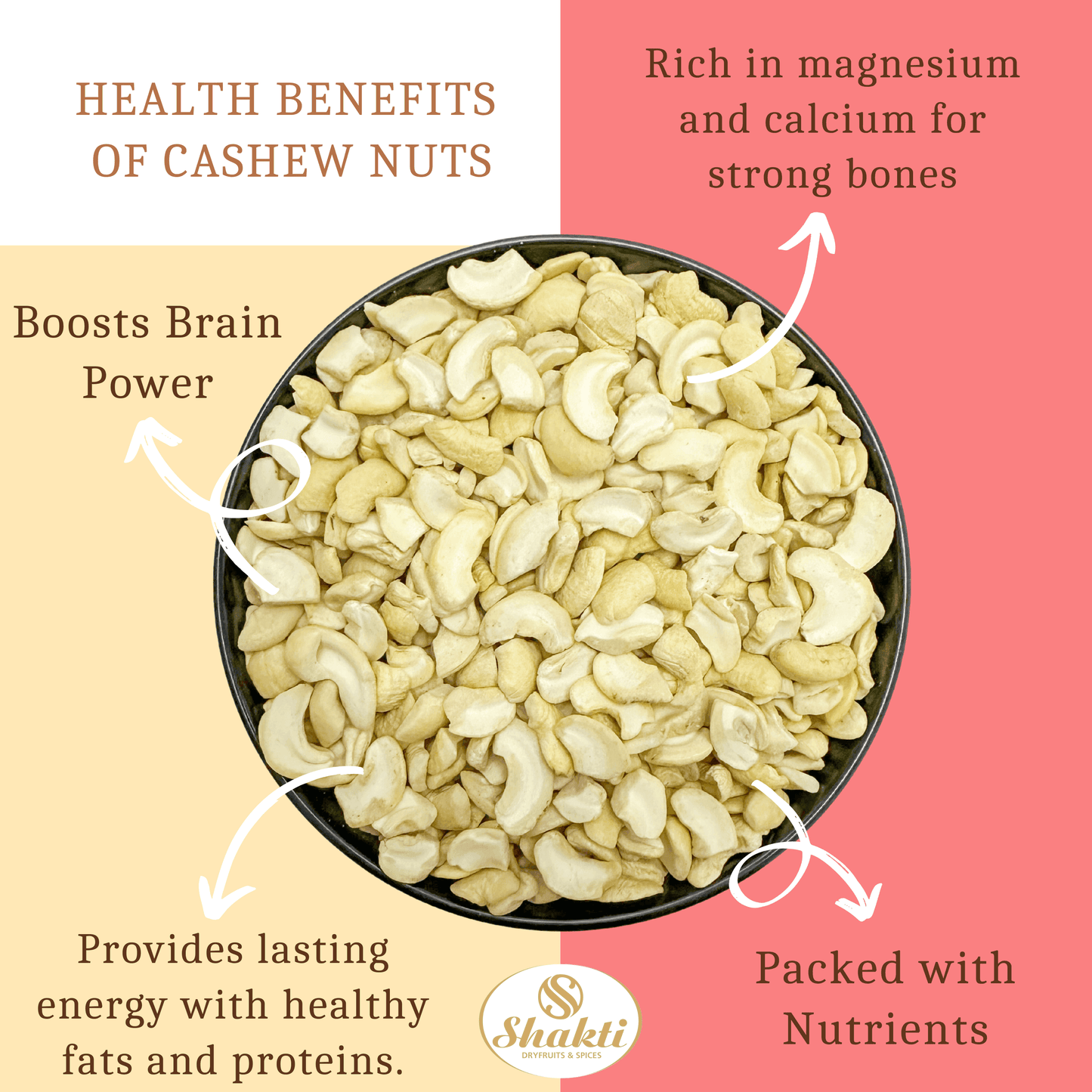Cashew Nuts Four Pieces - Shakti Dry Fruits