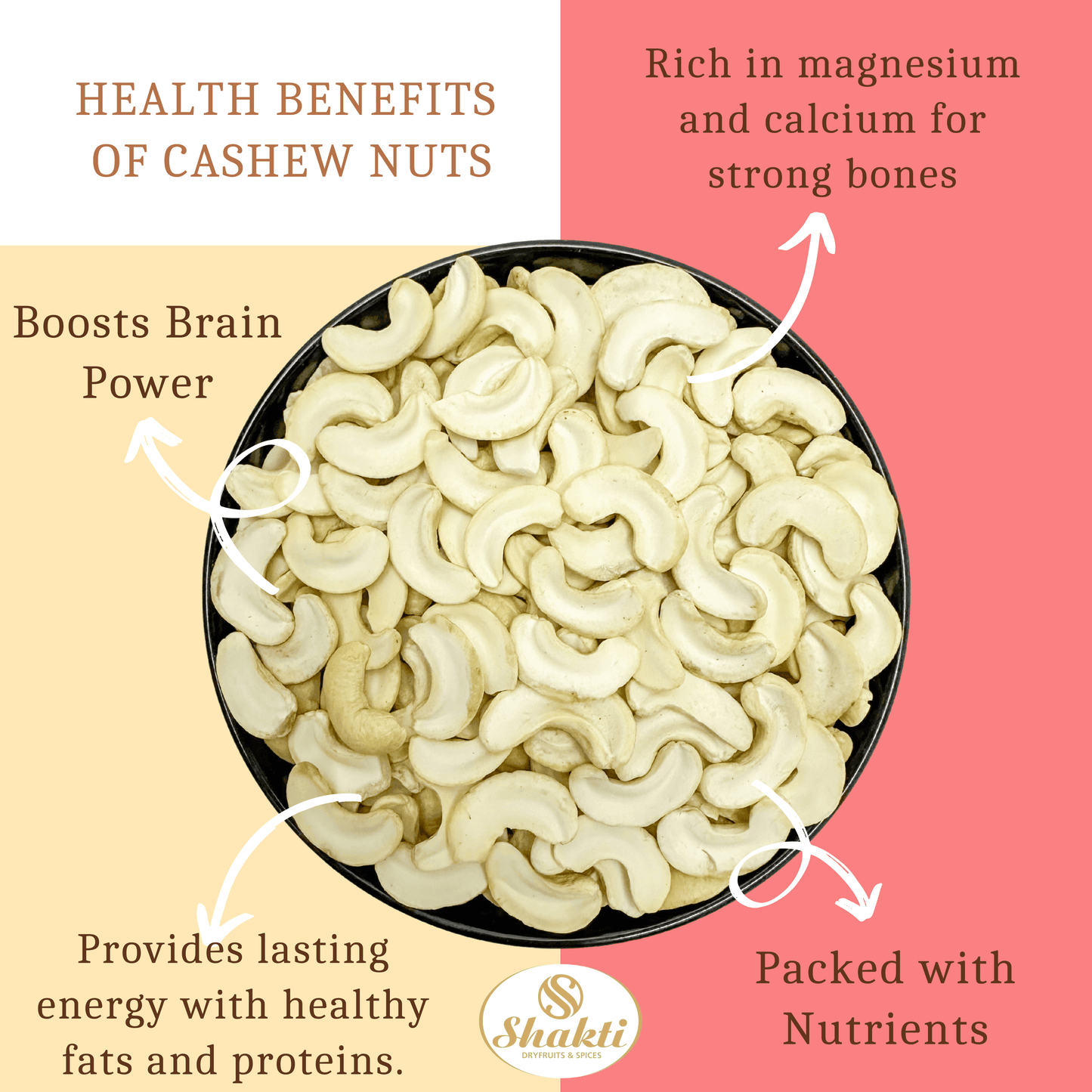 Cashew Nuts Two Pieces - Shakti Dry Fruits